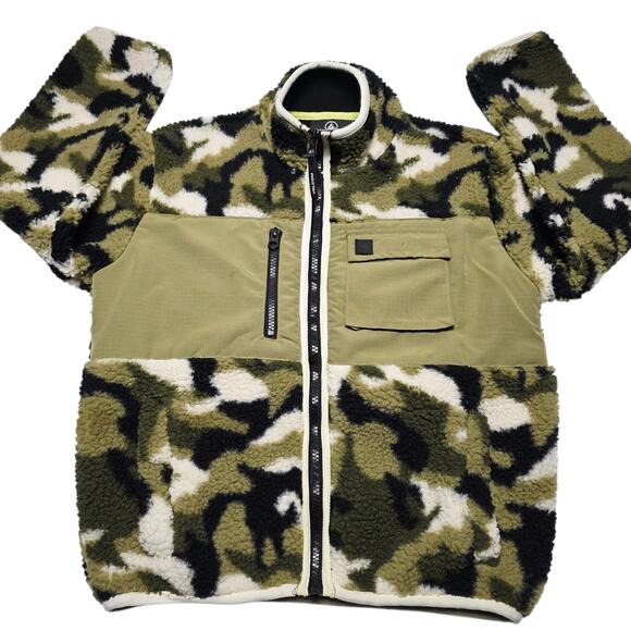Volcom Stone Camo Fleece Boys Full-Zip Jacket Size Medium 10-12 Sherpa - Picture 1 of 7